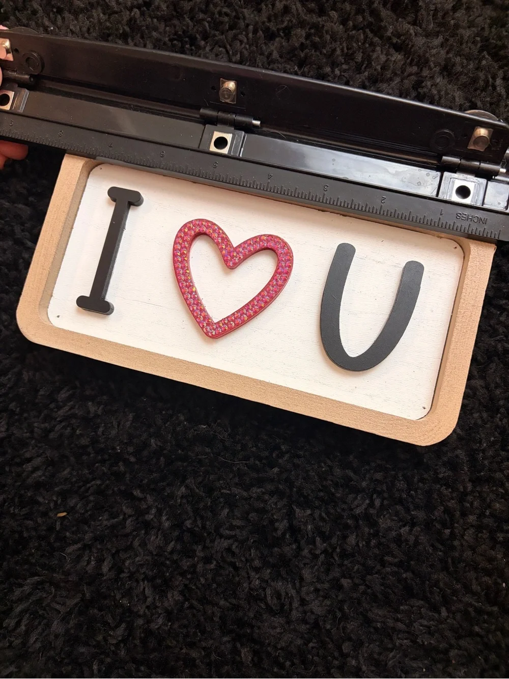 I ♥ U Decorative Wood Sign - Rhinestone Heart